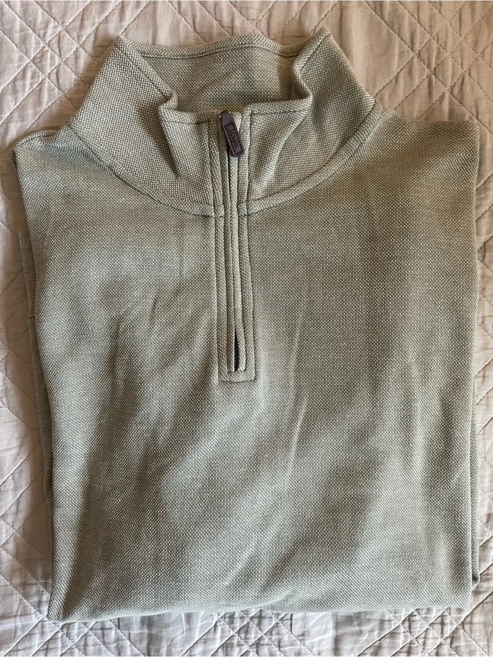 J. CREW FACTORY Performance bird's-eye quarter-zip in Heather Green Size L $110